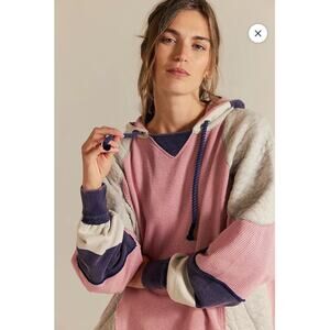 NWT / Free People / WTF Lone Heritage Pullover Quilted Hoodie / SZ xs